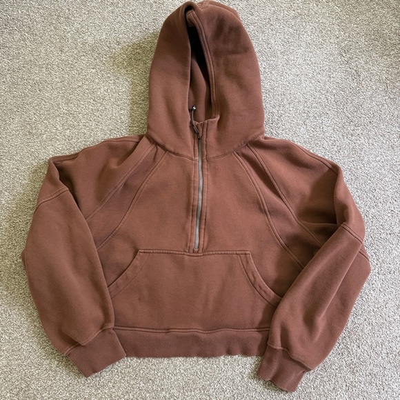 LULULEMON Scuba Brown Hooded Pullover Sweatshirt Oversized Cropped Women’s M/L - Picture 1 of 4